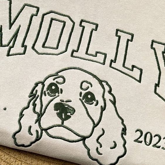 Custom Embroidered Pet Portrait Outline Sweatshirt