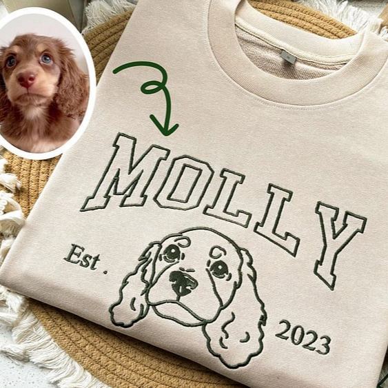 Custom Embroidered Pet Portrait Outline Sweatshirt