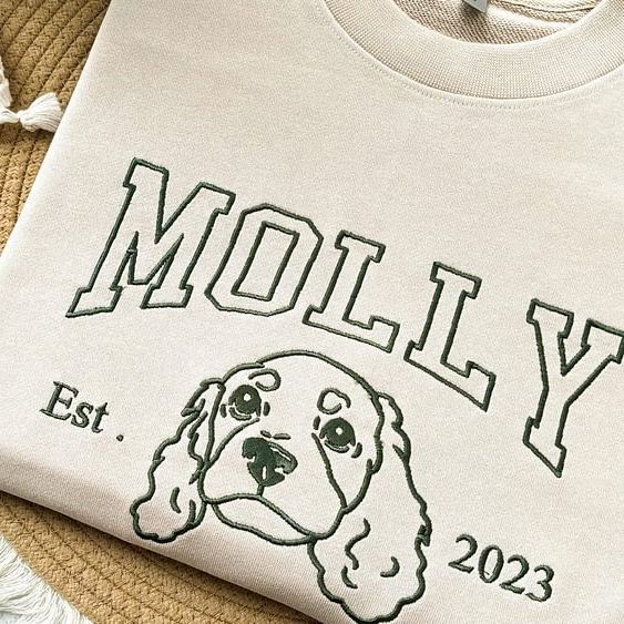 Custom Embroidered Pet Portrait Outline Sweatshirt