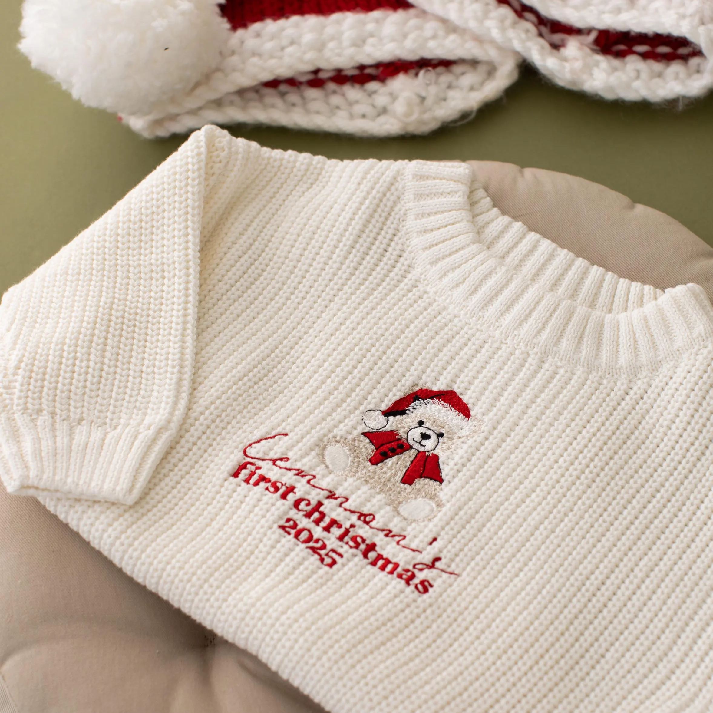 Personalized My First Christmas Knitted Baby Jumper