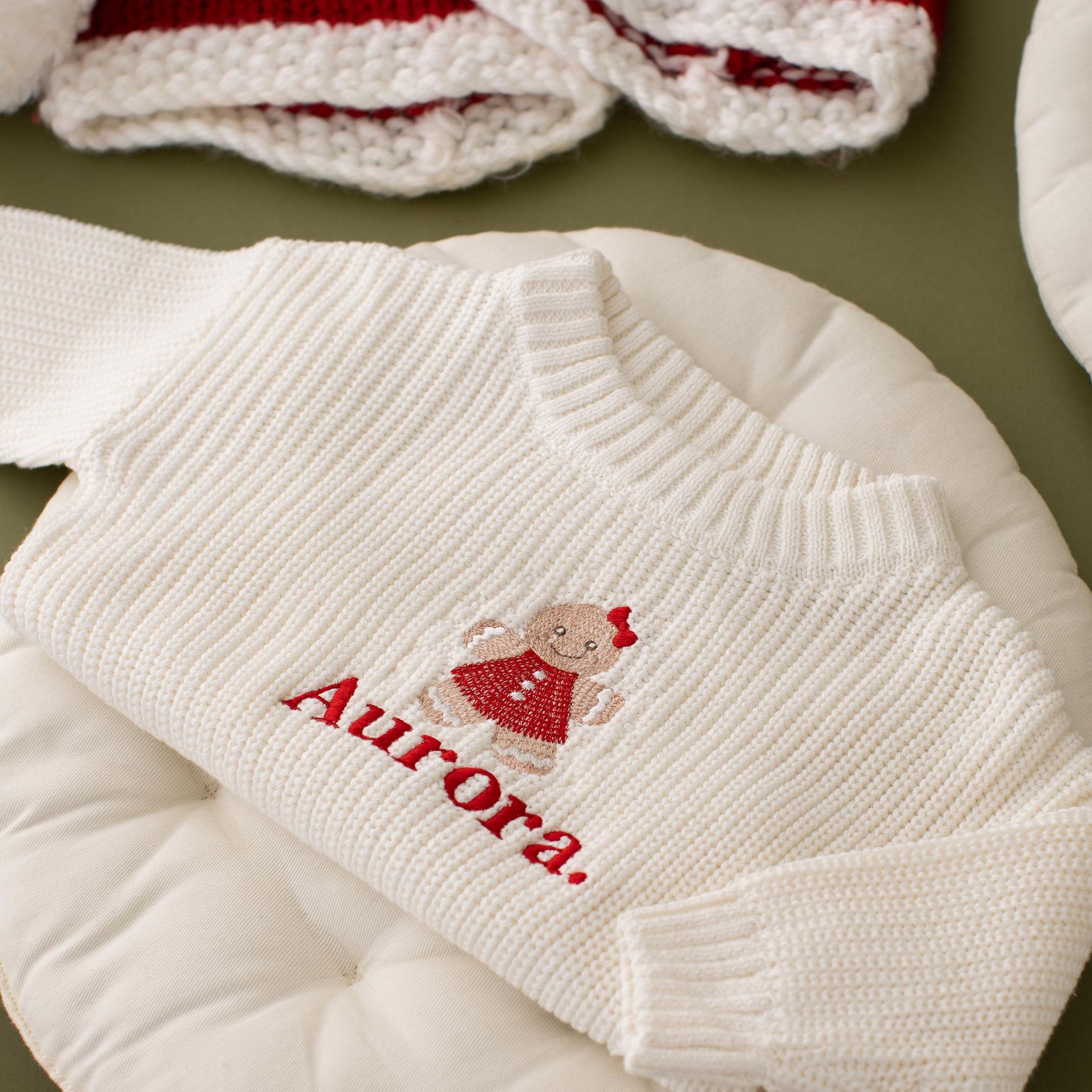 Personalized Embroidered Christmas Gingerbread Name Jumper