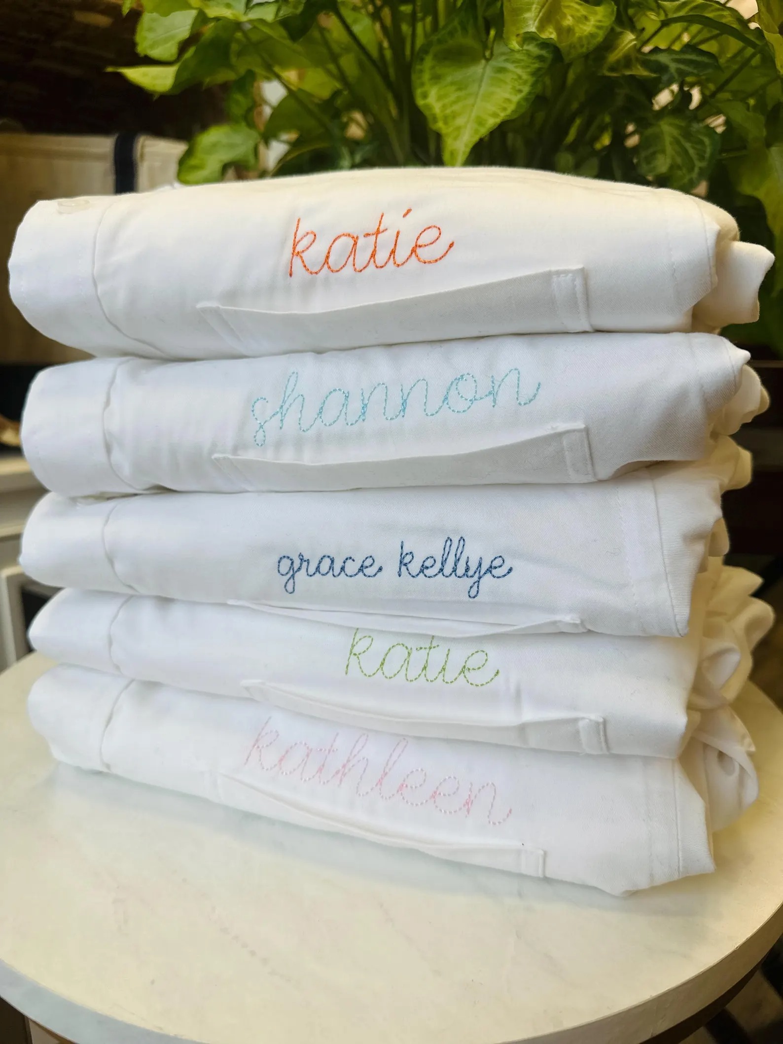 Embroidered Button Down For Bridal Party Minimalist Name Wedding Day Button Up Shirt