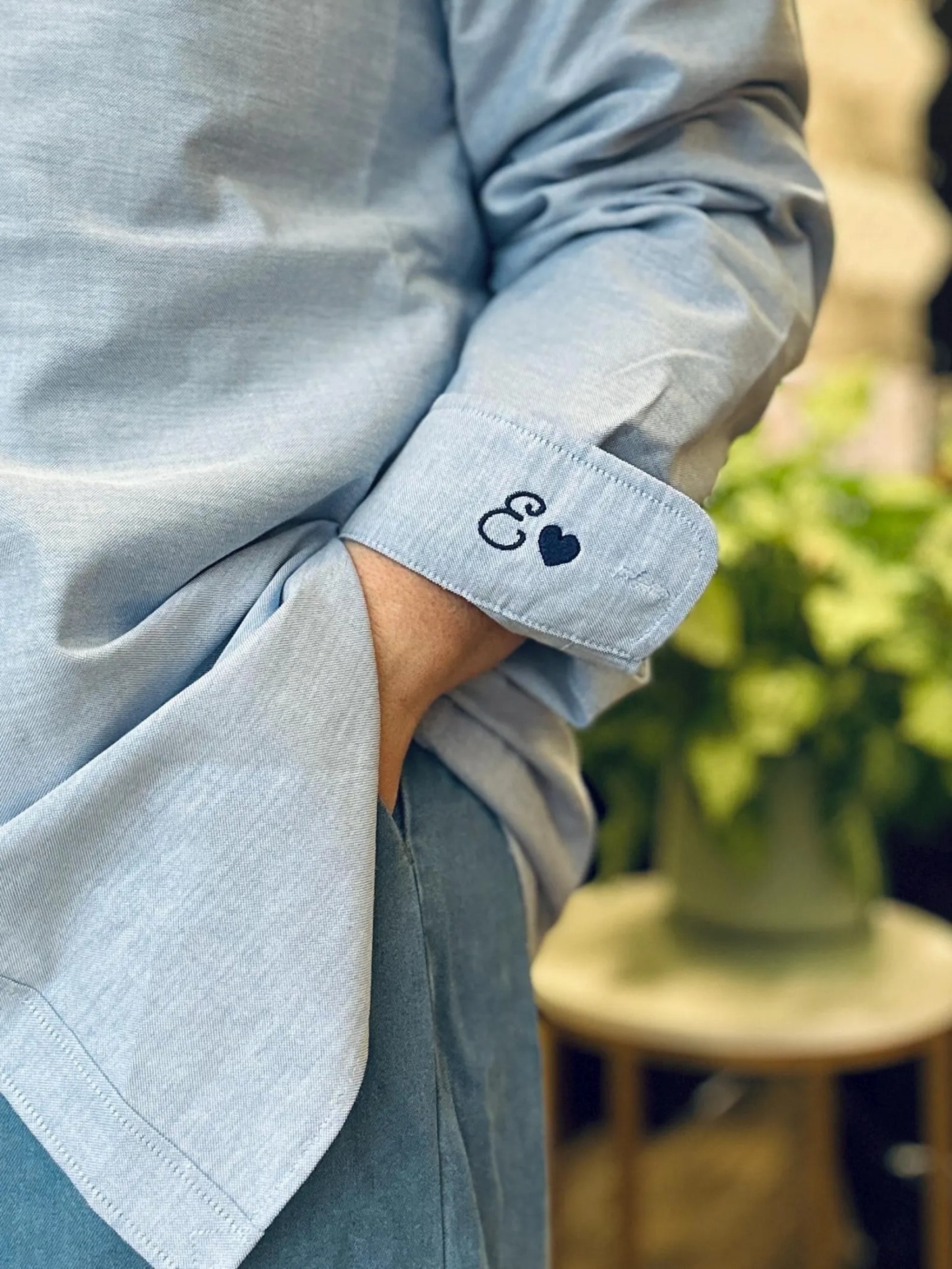 Button Up Shirt With Personalized Embroidered Cuff Detail Shirts for Bridal Party Minimalist Wedding Day Button Down