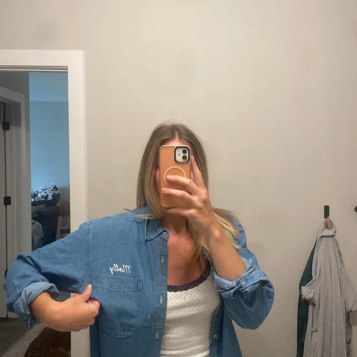 Embroidered Button Down For Bridal Party Minimalist Name Wedding Day Button Up Shirt