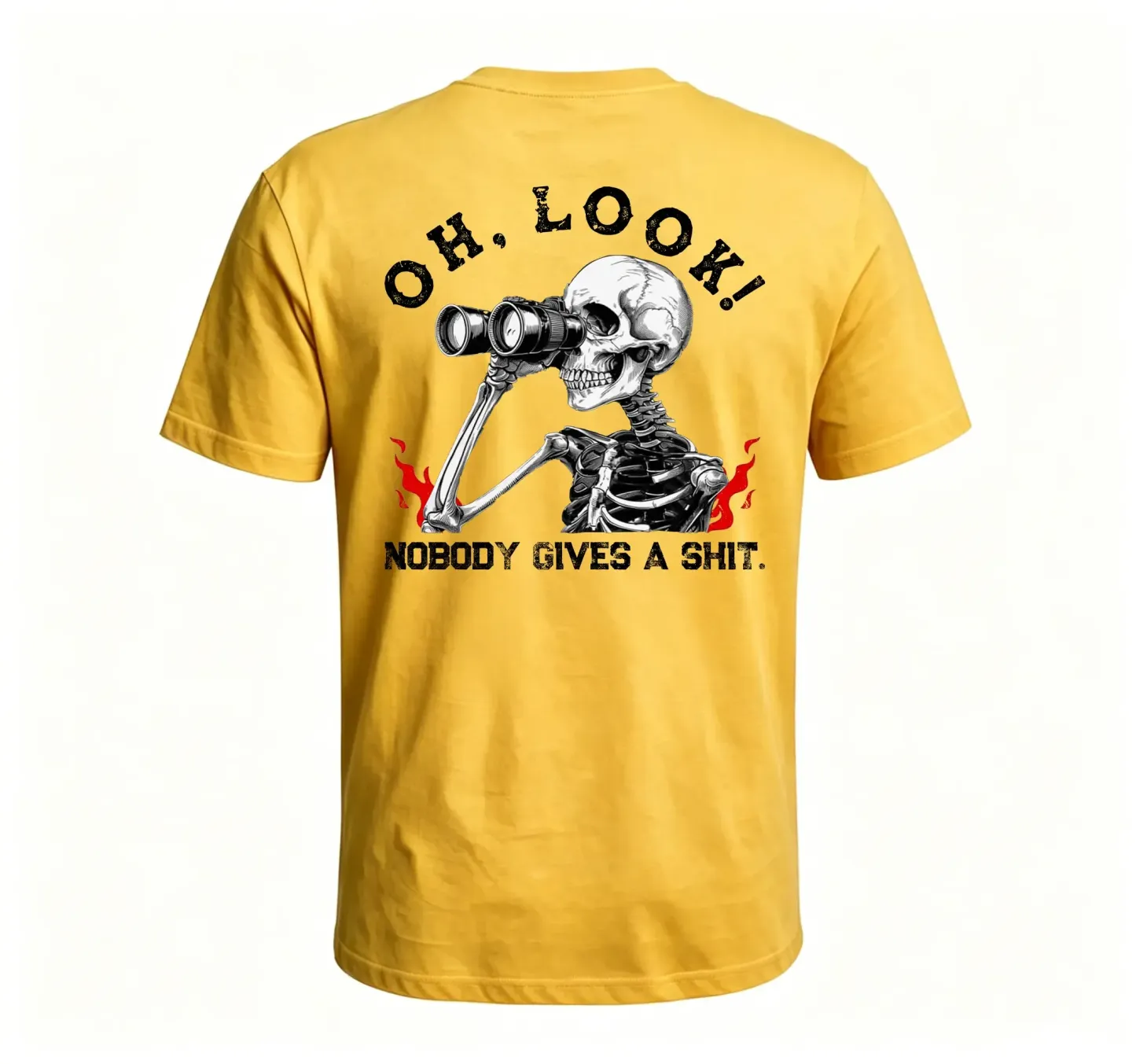 Nobody Gives A Shit Sarcastic Skull Printing Tee