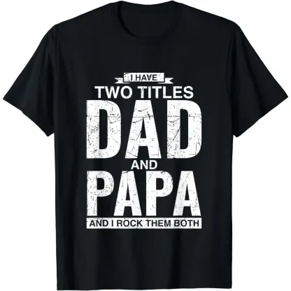 Cool Dad And Papa Double Title Rocking T-Shirt For Awesome Fathers Father's Day Gift