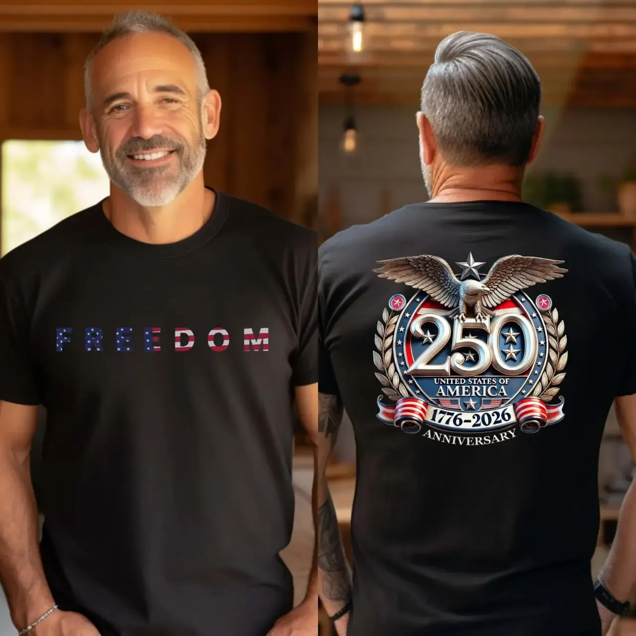 Freedom USA 250 Years Independence Apparel 1776–2026 America Anniversary Tee