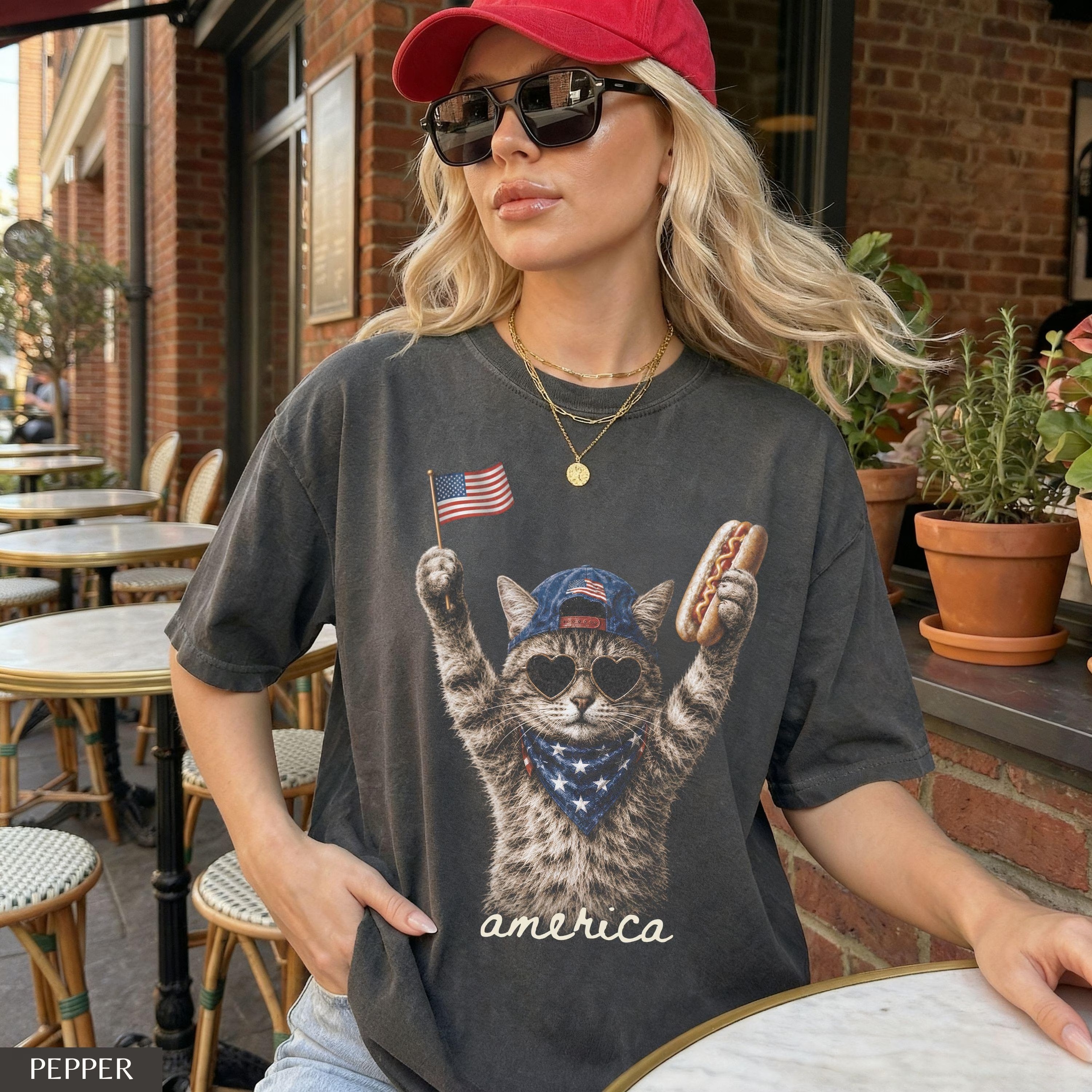 Patriotic Cat 4th of July Shirt Funny Cat Lover Independence Day Tee