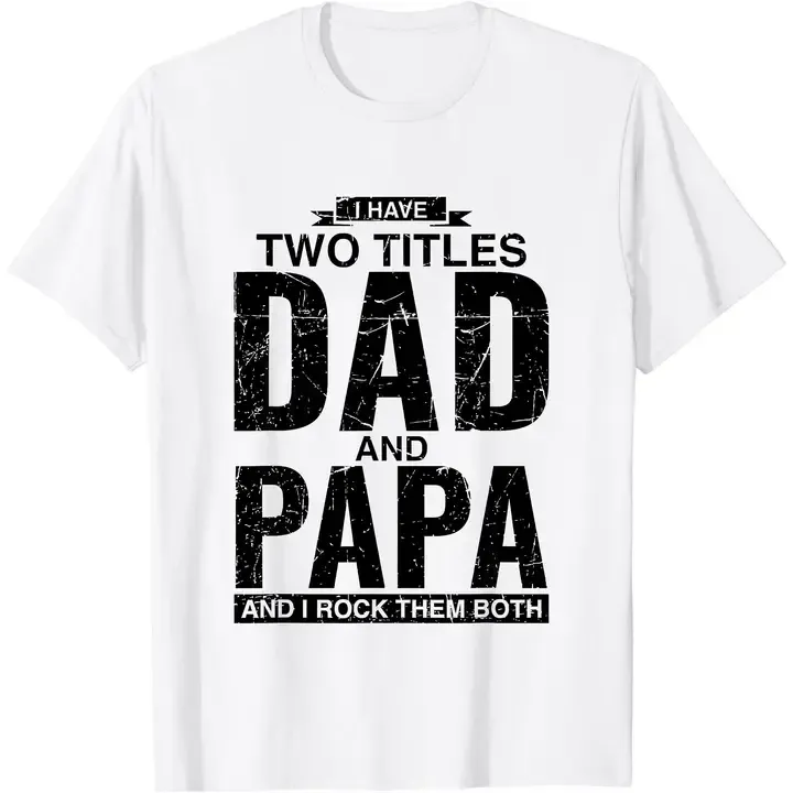 Cool Dad And Papa Double Title Rocking T-Shirt For Awesome Fathers Father's Day Gift