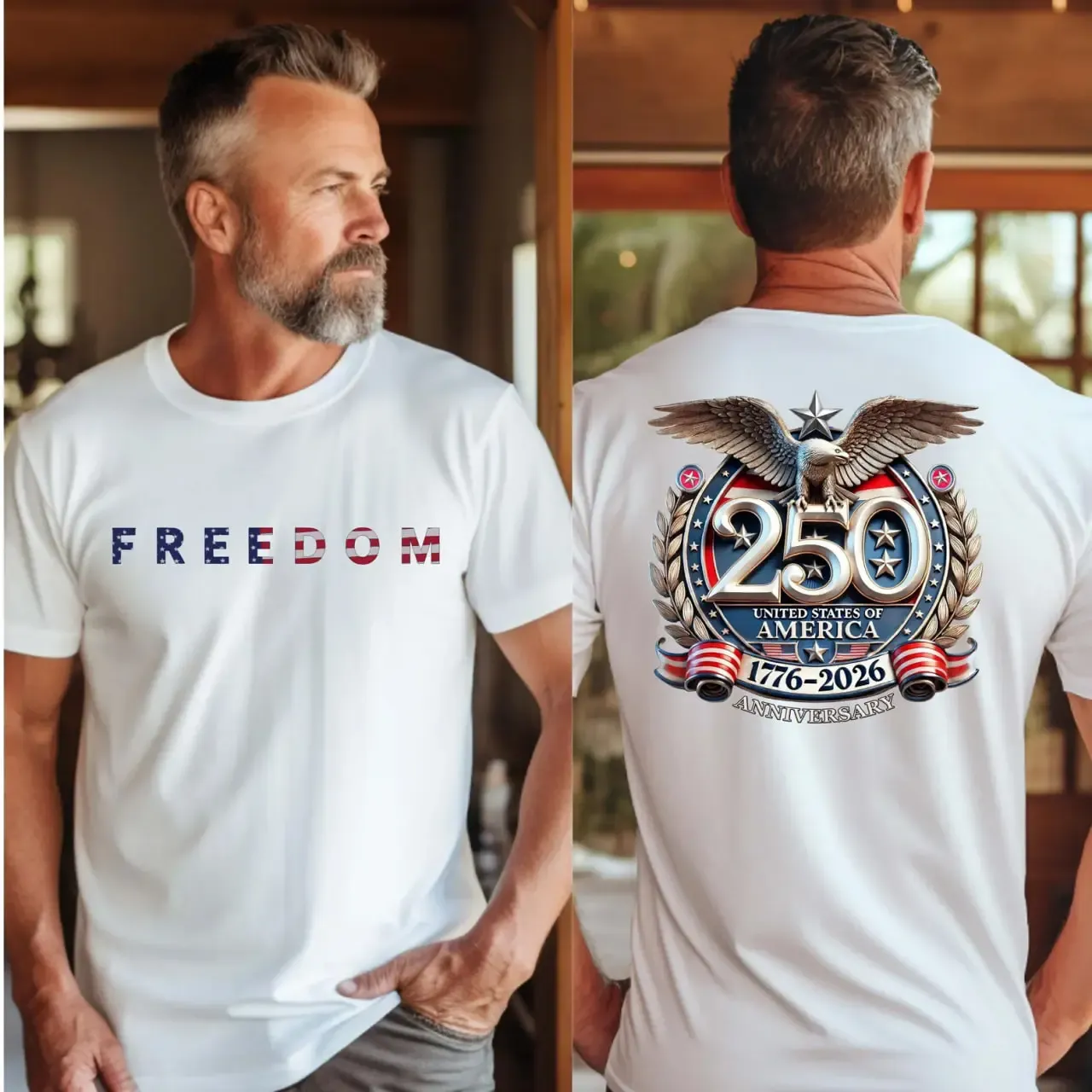 Freedom USA 250 Years Independence Apparel 1776–2026 America Anniversary Tee