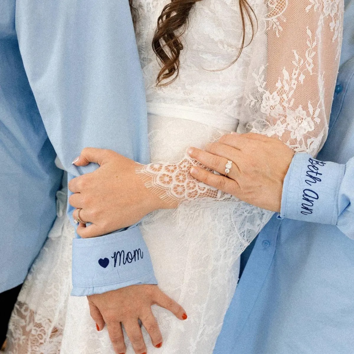 Button Up Shirt With Personalized Embroidered Cuff Detail Shirts for Bridal Party Minimalist Wedding Day Button Down