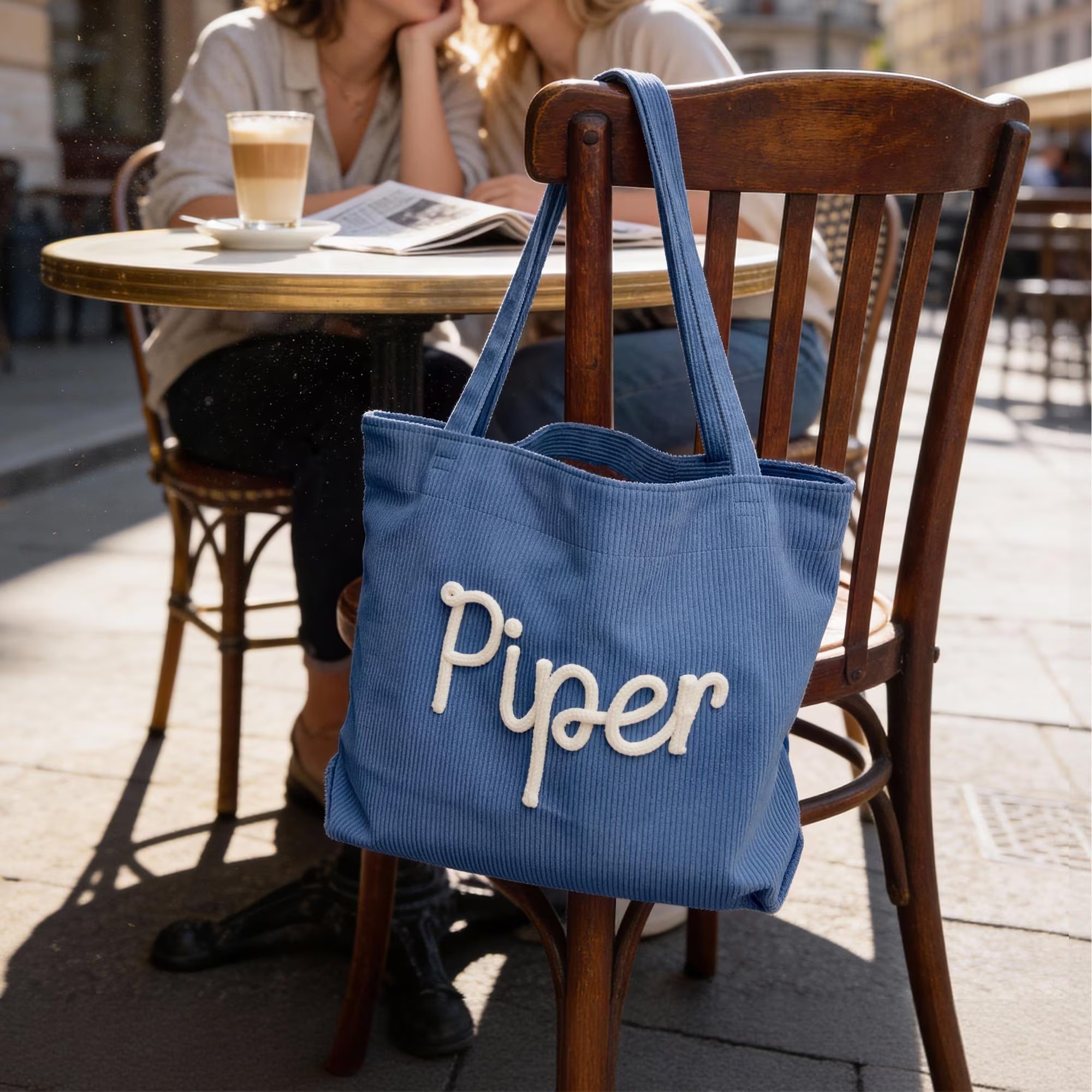 Chenille Name Tote Bag Corduroy Work Purse with Zipper Bridesmaid Gift Bag Spring Travel Tote Mother's Day Gift