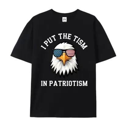 Put The Tism In Patriotism Athletic Eagle T-Shirt Funny Summer Trendy Streetwear