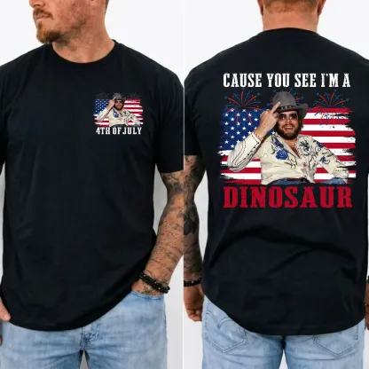 Country Dinosaur Patriotic July 4th Tee Country Music Vintage Style Shirt