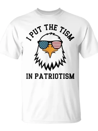 Put The Tism In Patriotism Athletic Eagle T-Shirt Funny Summer Trendy Streetwear