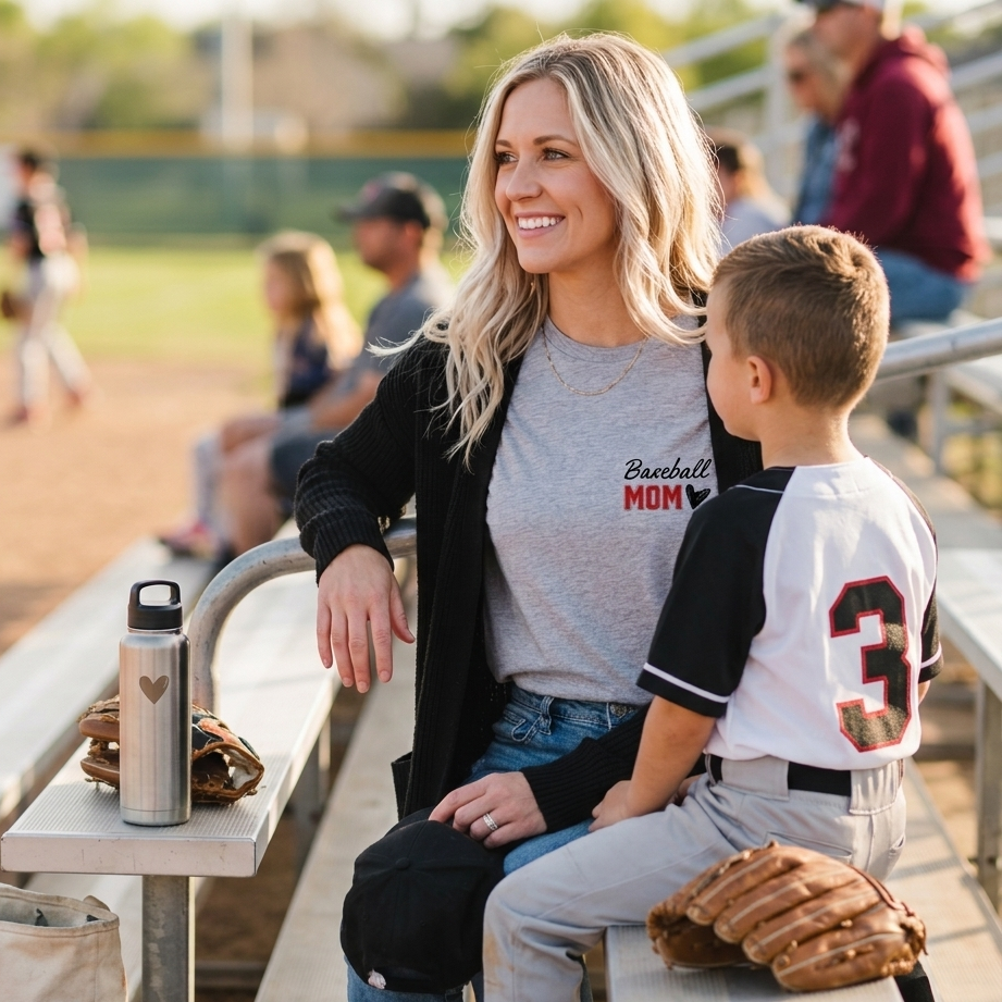 Personalized Baseball Mom T-Shirt with Kids Name and Number Gift for Sports Mom