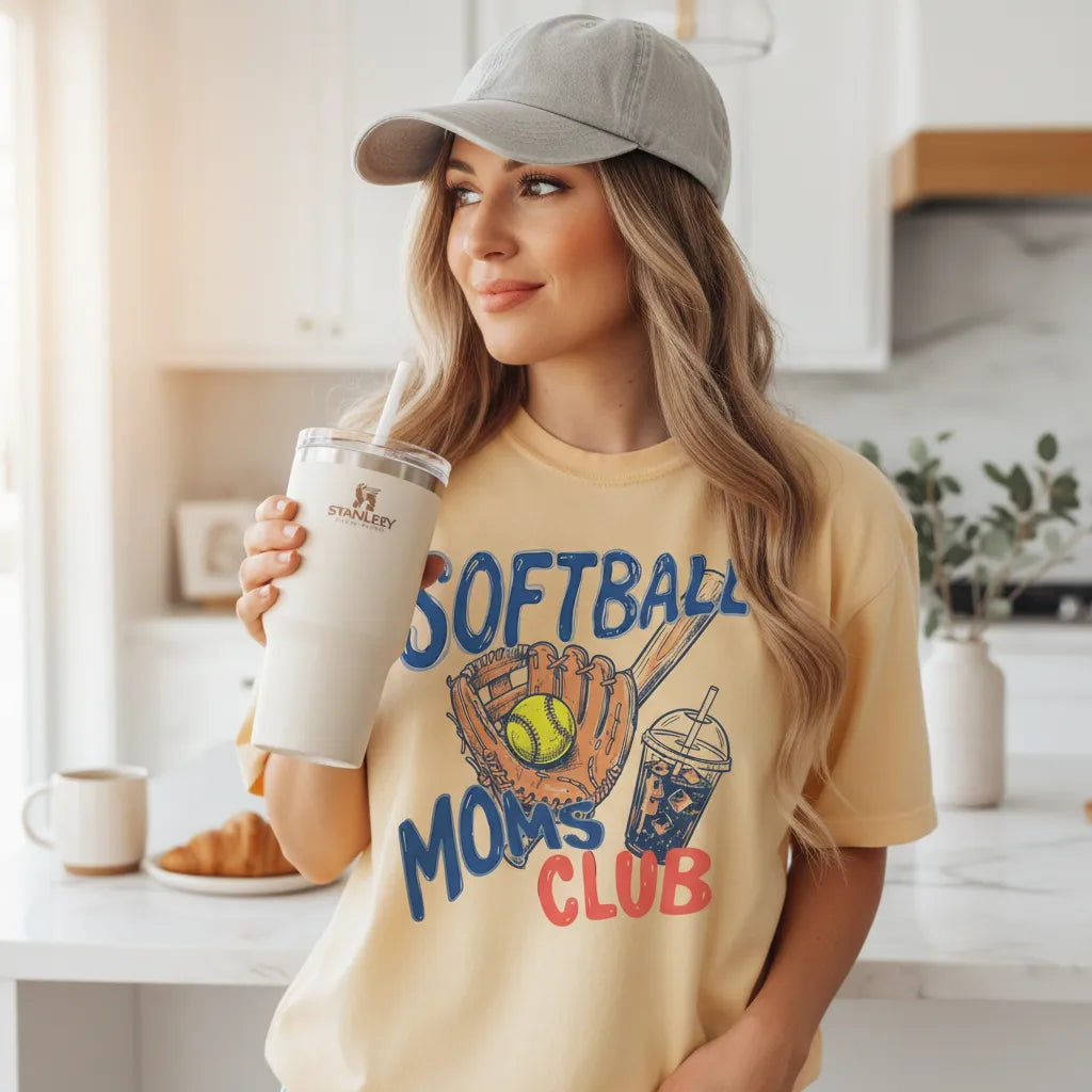 Softball Moms Club T-Shirt Gameday Doodle Softball Tee Sports Mom Gifts