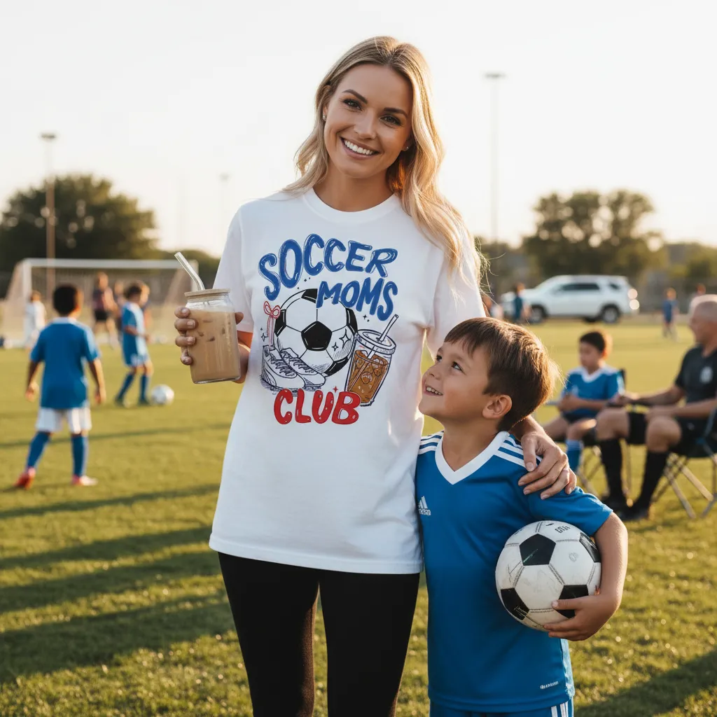 Soccer Moms Club T-Shirt Trendy Gameday Doodle Tee Sports Mom Gifts