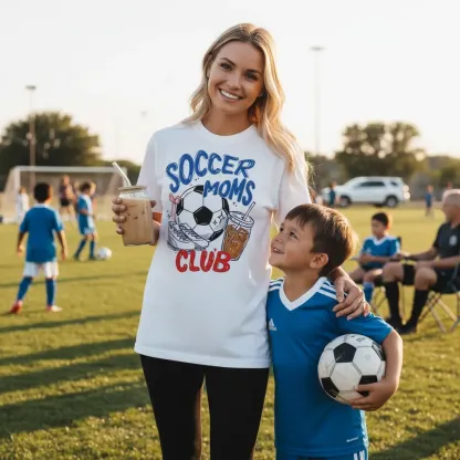 Soccer Moms Club T-Shirt Trendy Gameday Doodle Tee Sports Mom Gifts