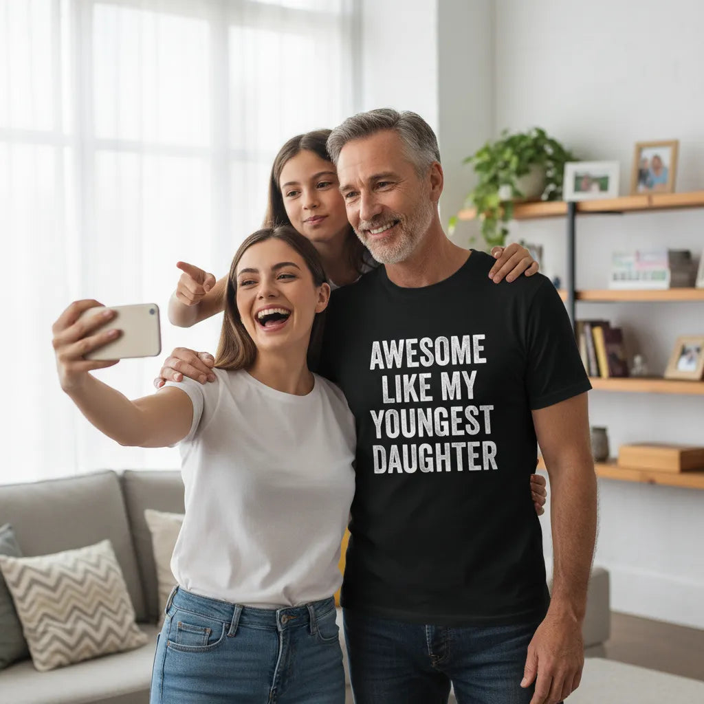 Awesome Like My Youngest Daughter Mother's Day Father's Day T-Shirt Funny Soft Cotton Tee