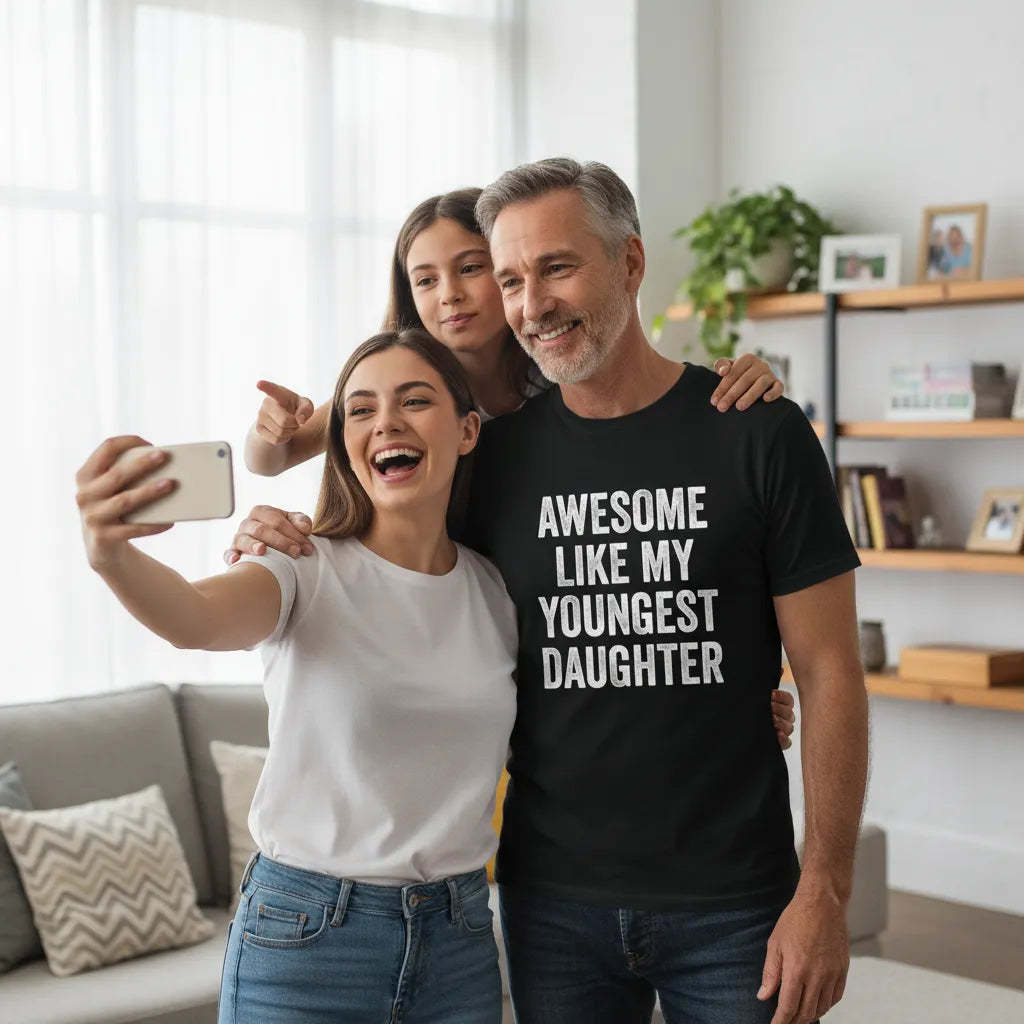 Awesome Like My Youngest Daughter Mother's Day Father's Day T-Shirt Funny Soft Cotton Tee