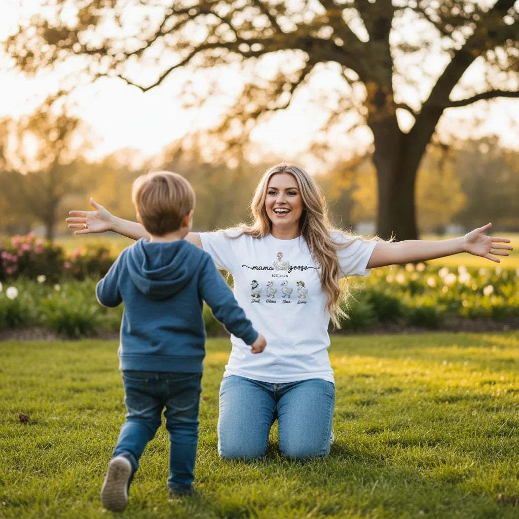 Personalized Mama Goose Shirt With Kids Names Est Year Tee Mother's Day Outfit