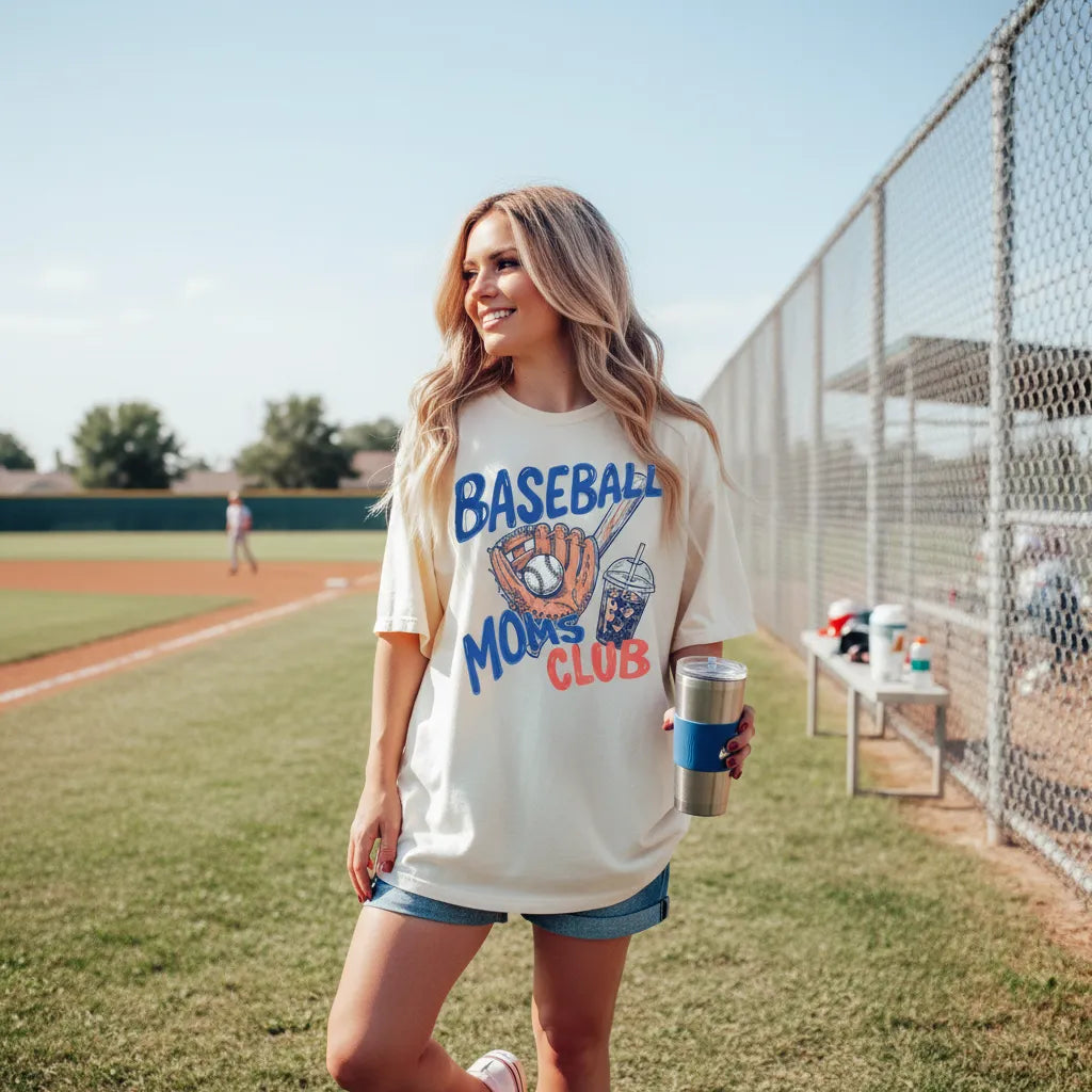 Baseball Moms Club T-Shirt Gameday Doodle Baseball Tee Sports Mom Gift