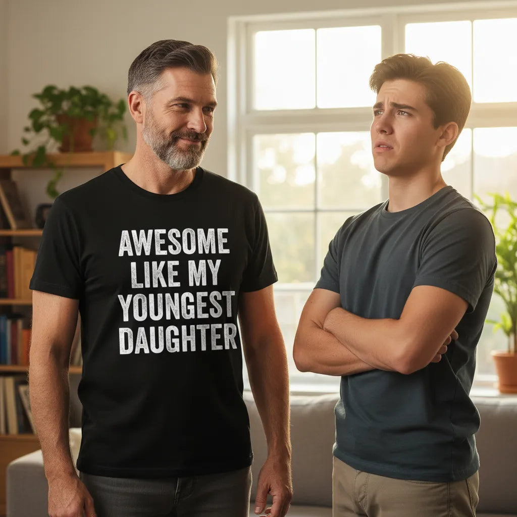 Awesome Like My Youngest Daughter Mother's Day Father's Day T-Shirt Funny Soft Cotton Tee