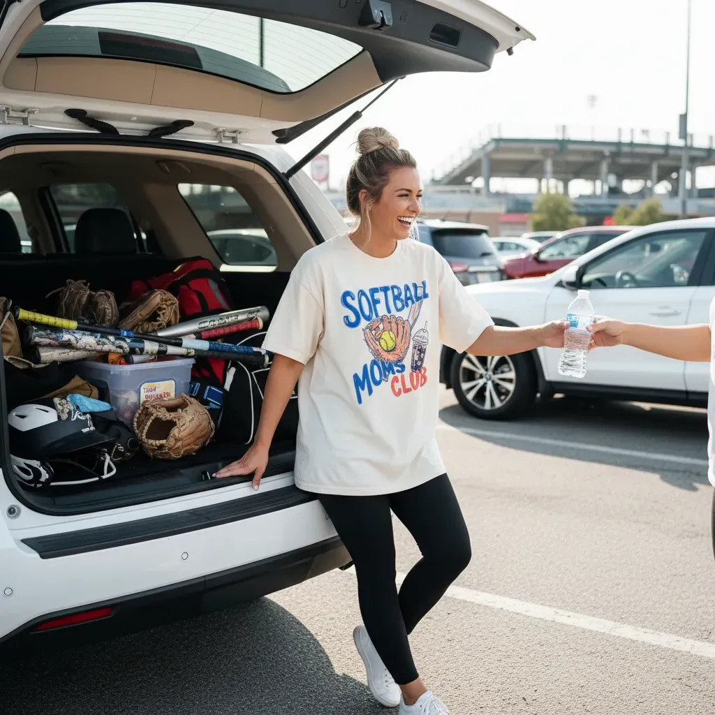 Softball Moms Club T-Shirt Gameday Doodle Softball Tee Sports Mom Gifts