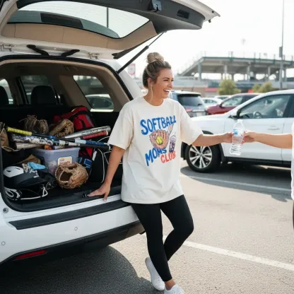 Softball Moms Club T-Shirt Gameday Doodle Softball Tee Sports Mom Gifts