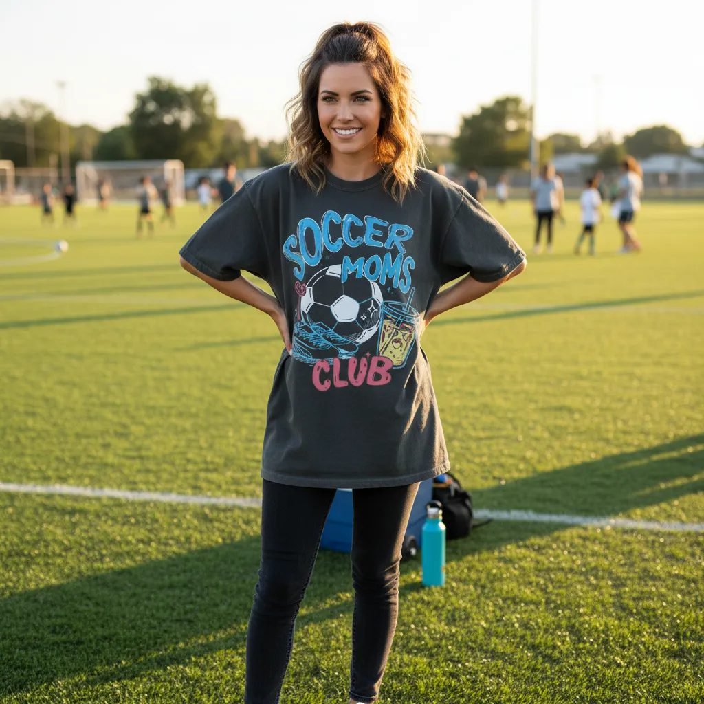 Soccer Moms Club T-Shirt Trendy Gameday Doodle Tee Sports Mom Gifts