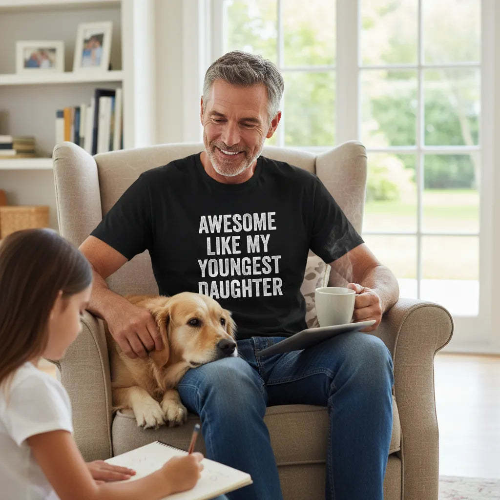Awesome Like My Youngest Daughter Mother's Day Father's Day T-Shirt Funny Soft Cotton Tee