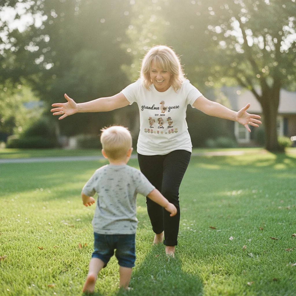 Personalized Mom Duck Shirt With Kids Names Mama Goose Family Shirt Gift for Mom