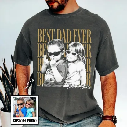 Personalized Dad Vintage Shirt With Kids Photo Funny Dad Shirt New Dad Gift Father's Day Gift