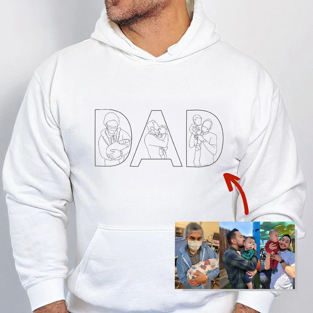 👨‍👧‍👦 Custom Dad & Kids Silhouette Sweatshirt –Embroidered from Your Photo – Perfect Father's Day or Birthday Gift