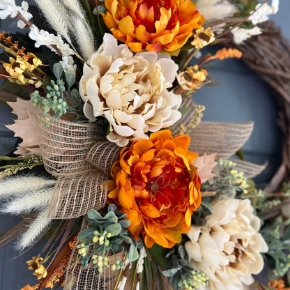 Farmhouse Fall Hydrangea Wreath – Everyday Front Door Decoration