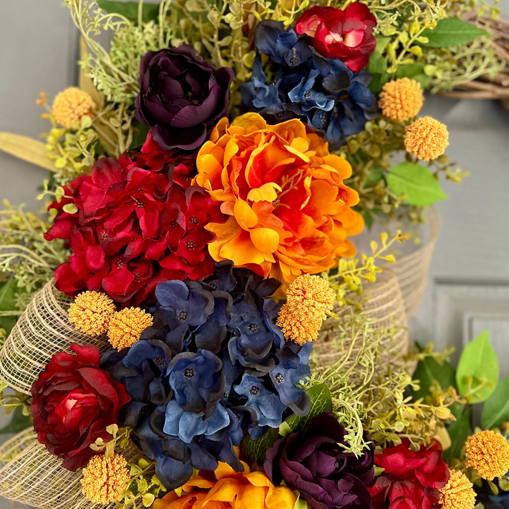 Elegant Autumn Peony Wreath – Front Door Fall Decoration