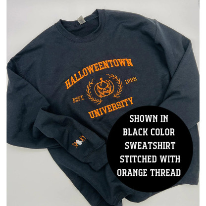 Halloween Embroidered Sweatshirt – Y2K Spooky Ghost & Pumpkin Crewneck Shirt