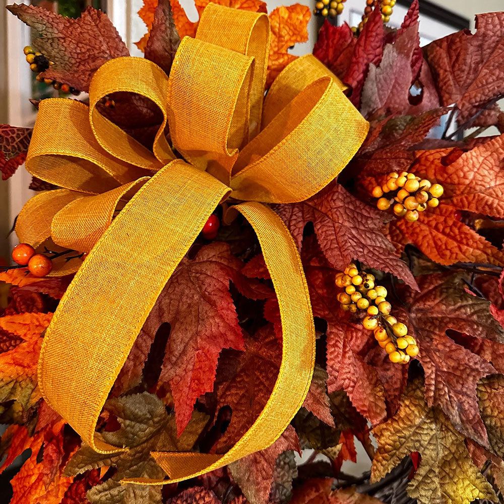 Elegant Fall Maple Leaves Wreath – Small Autumn Front Door Decor with Berries & Peonies