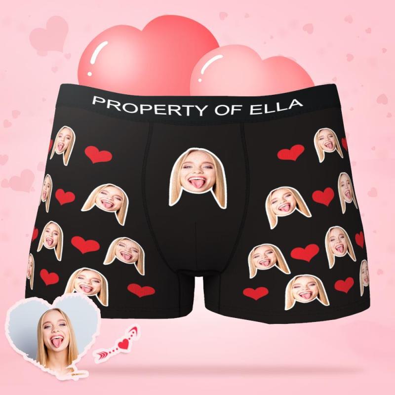 Custom Photo Boxer Men's,Heart Face Underwear 3D Preview Colorful Gifts