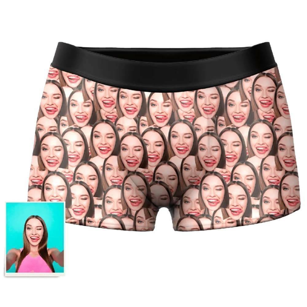 Custom Face Boxer Sexy Leopard Underwear Personalized Boxer Briefs Gift for Boyfriend Valentine's Gift