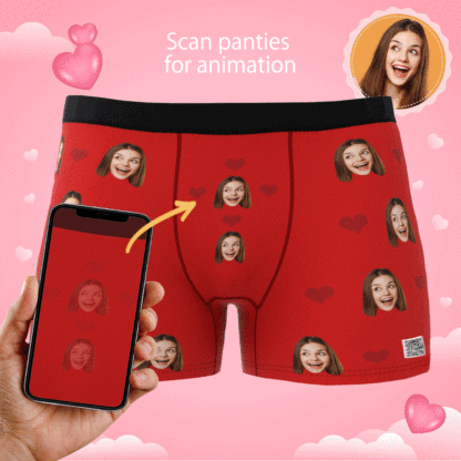 Custom Photo Boxer Men's, Heart Face Underwear - Men