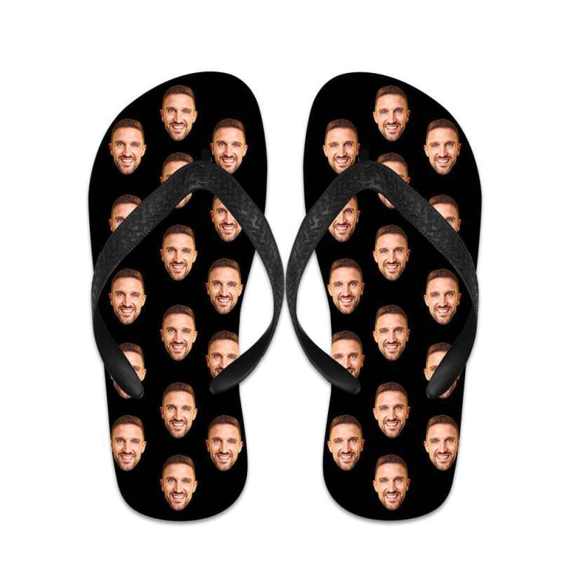 Custom Flip Flops Personalized Black Flip Flops Summer Beach Slide Sandals