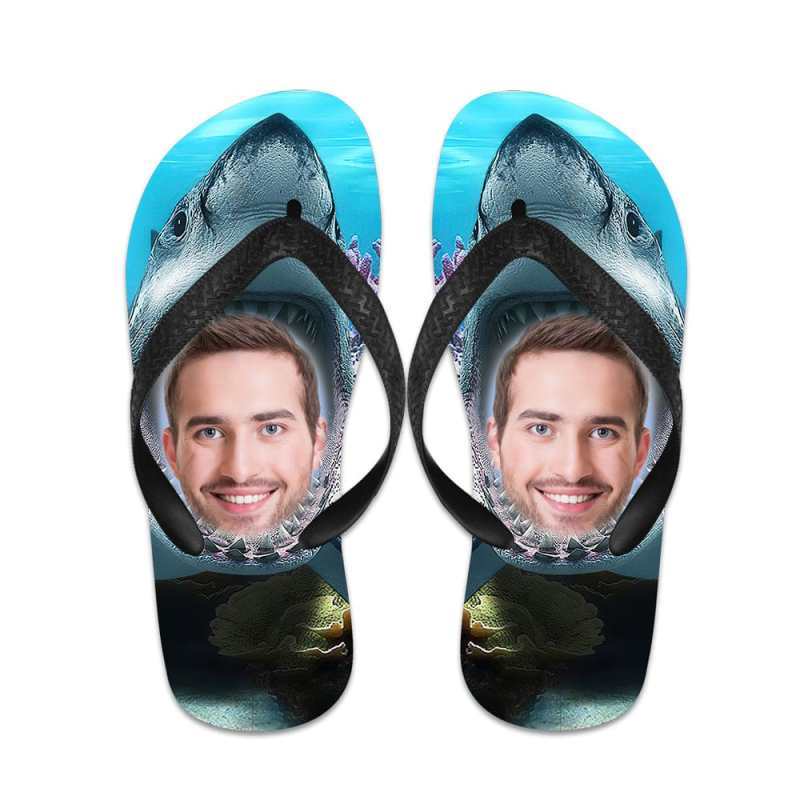       Custom Flip Flops Personalized Shark Flip Flops Summer Beach Slide Sandals    1 / 3 Custom Flip Flops Personalized Shark Flip Flops Summer Beach Slide Sandals