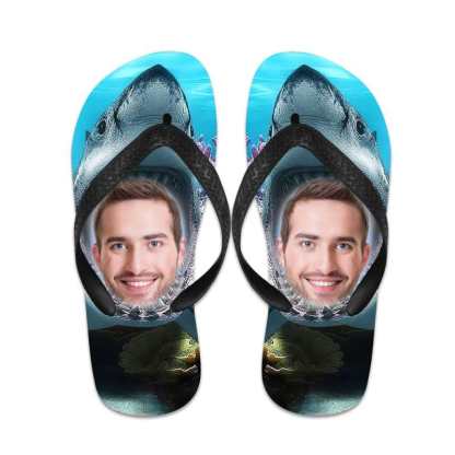       Custom Flip Flops Personalized Shark Flip Flops Summer Beach Slide Sandals    1 / 3 Custom Flip Flops Personalized Shark Flip Flops Summer Beach Slide Sandals