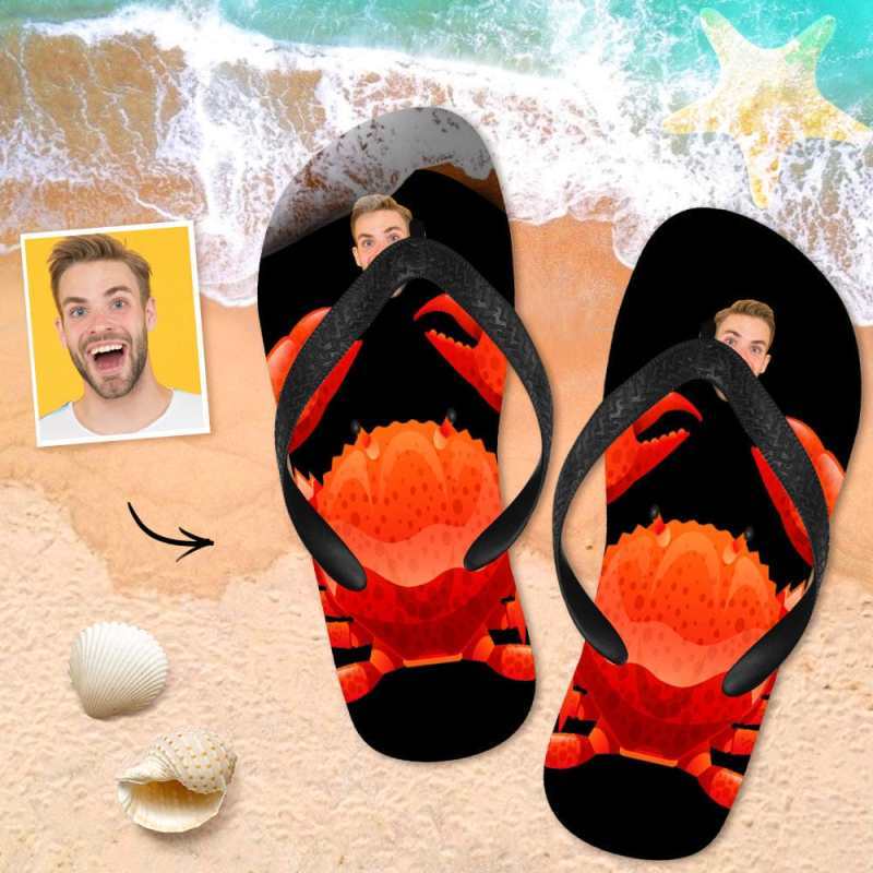 Custom Flip Flops Personalized Crab Flip Flops Summer Beach Slide Sandals