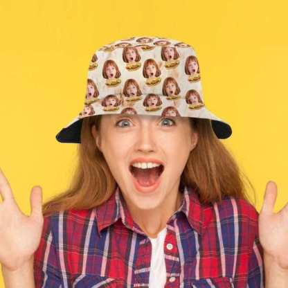 Photo Bucket Hat Custom Bucket Hats Hamburger Fisherman Hat Gifts For Him