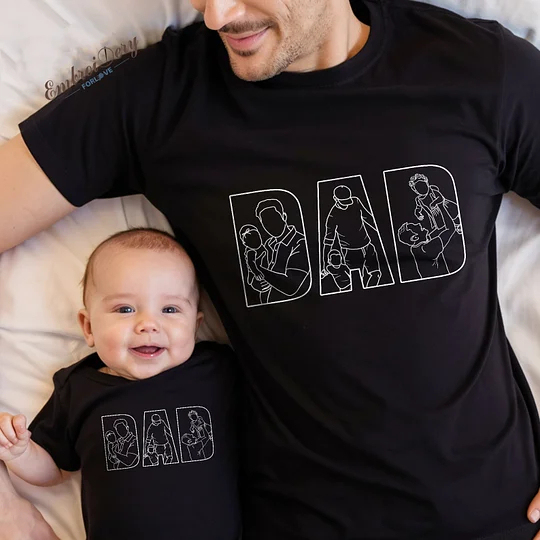 👨‍👧‍👦 Custom Dad & Kids Silhouette Sweatshirt –Embroidered from Your Photo – Perfect Father's Day or Birthday Gift