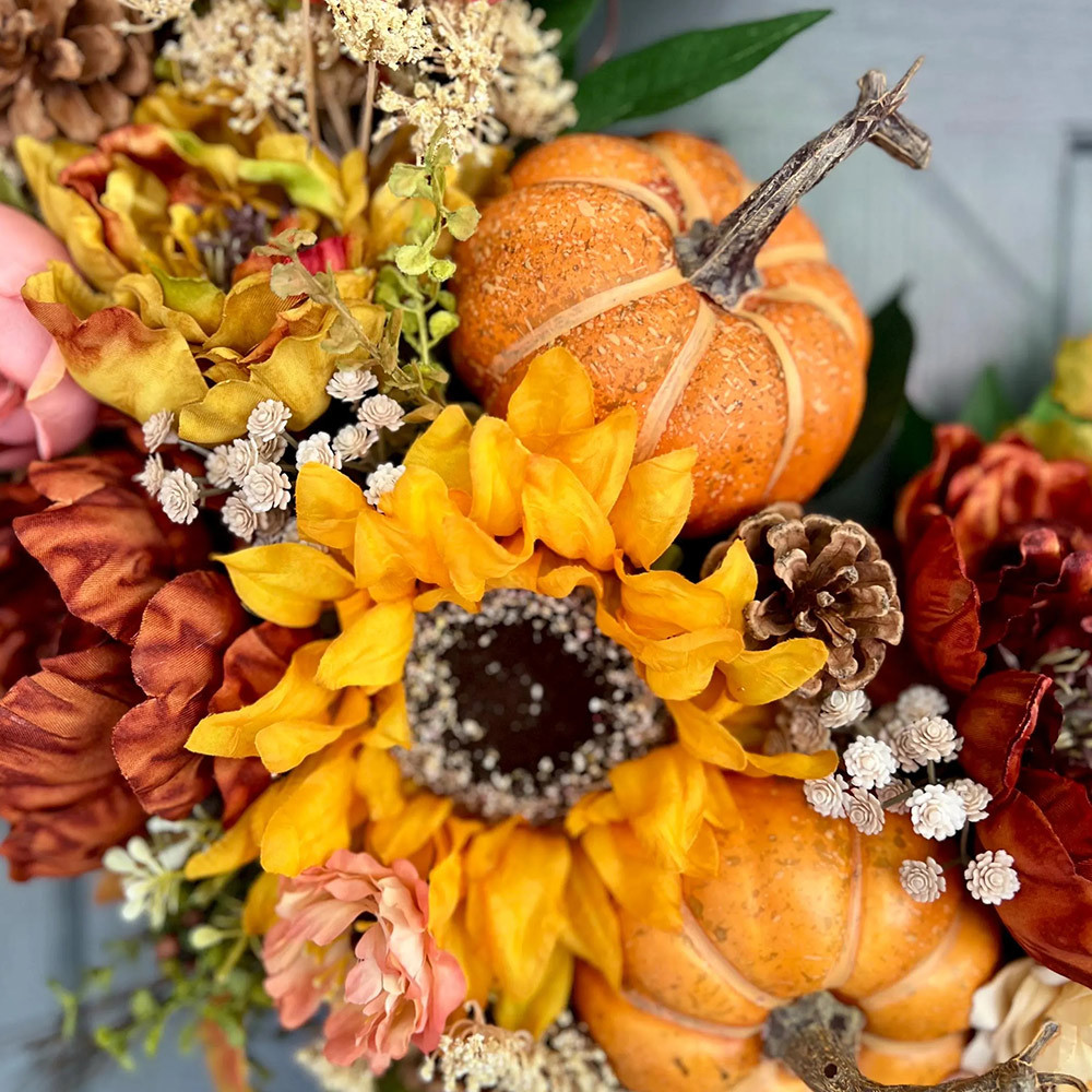Elegant Fall Wreath – Country Farmhouse Front Door Autumn Decor