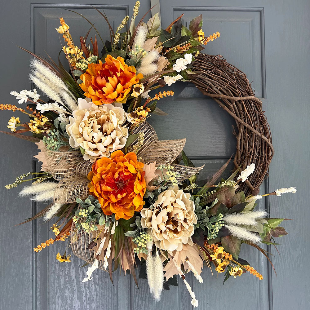 Farmhouse Fall Hydrangea Wreath – Everyday Front Door Decoration